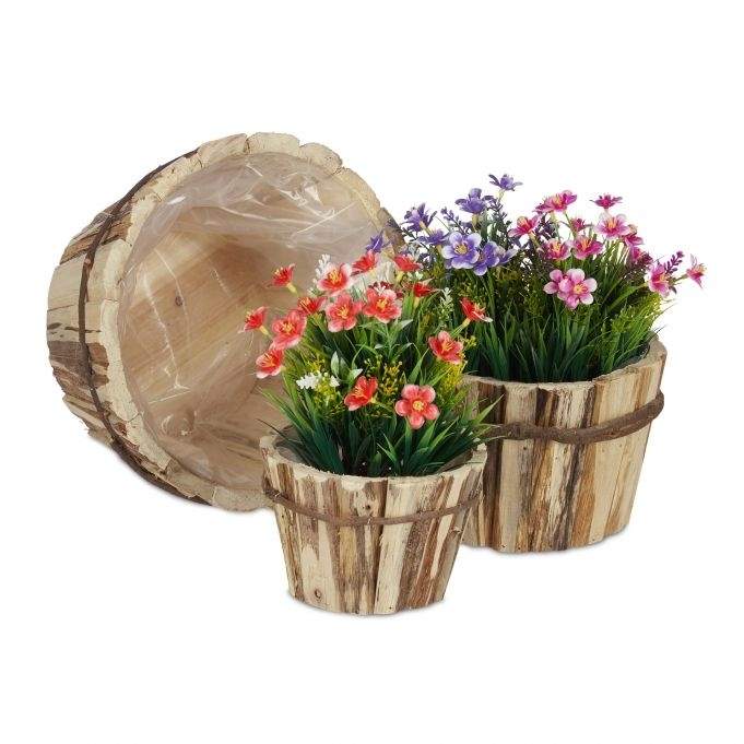 Blomsterpotte i tre i 3 størrelser