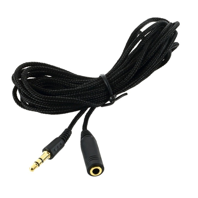 Vevd 3.5mm Aux Forlengingskabel - 5 m - Svart