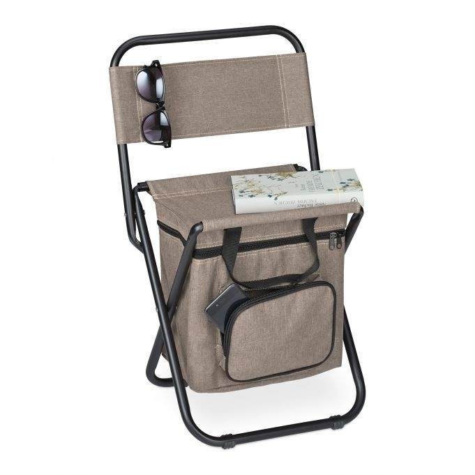 Campingstol med ryggstøtte beige