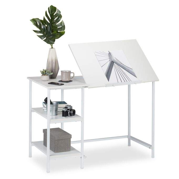 Sammenleggbart skrivebord med 3 hyller