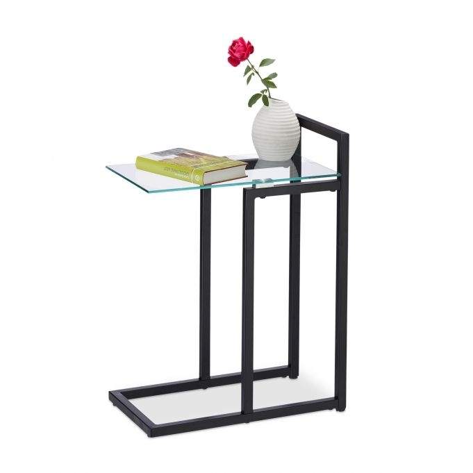Sidebord i metall og glass