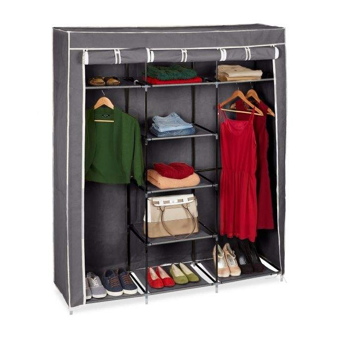 Stoffgarderobe XXL med 9 hyller