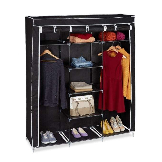 Stoffgarderobe XXL med 9 hyller