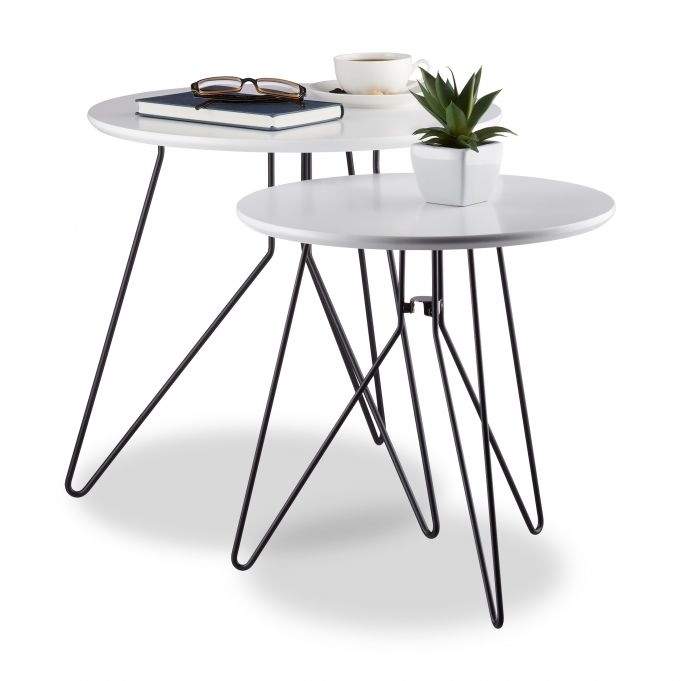 Sidebord, 2 stk, hvit