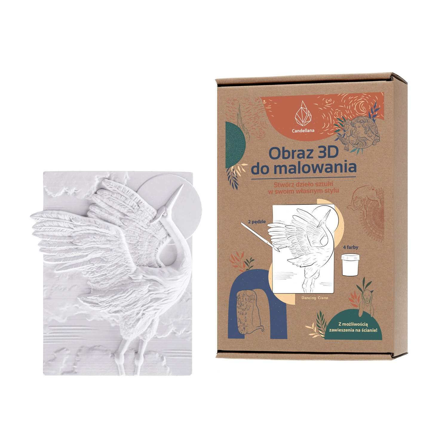 CANDELLANA Gips fargebok 3D maleri bilde kran sett maling og pensler