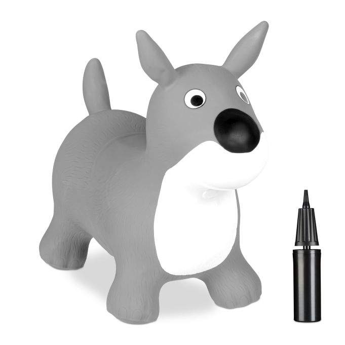 Hoppende dyrehund i grått