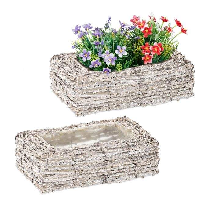 Firkantet blomsterpotte - sett med 2 stk