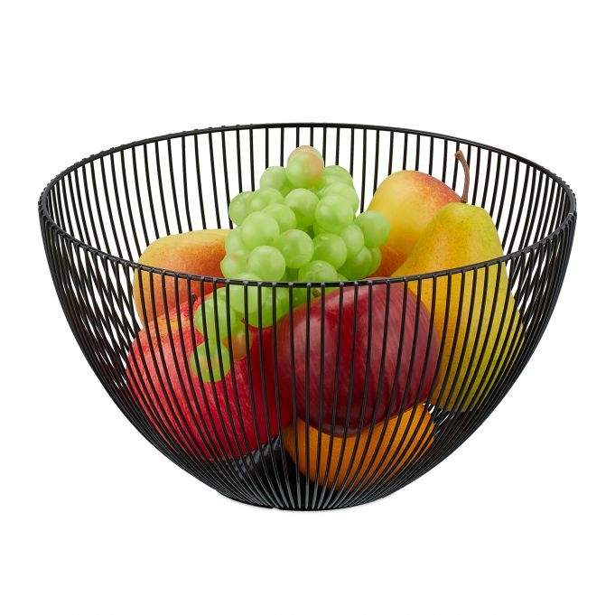 Fruktskål i sort metall
