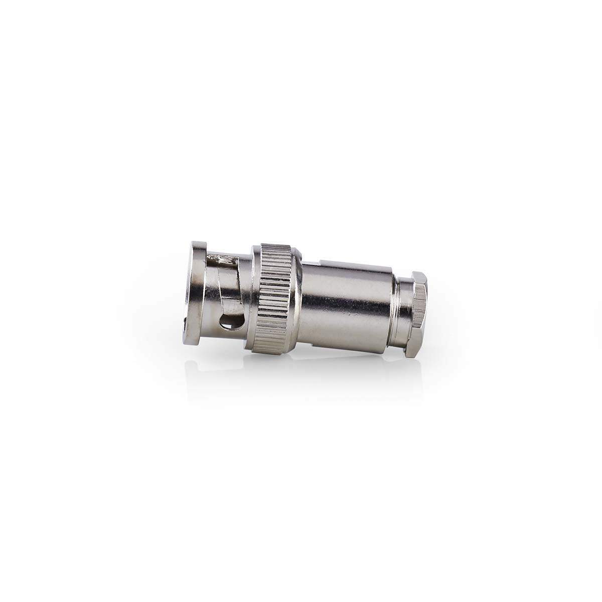 BNC Connector | Rett | Hann | Nikkel belagt | 50 Ohm | Vri på | Kabeltilførselsdiameter: 5.0 mm | Stål | Sølv | 25 stk. | Plastp