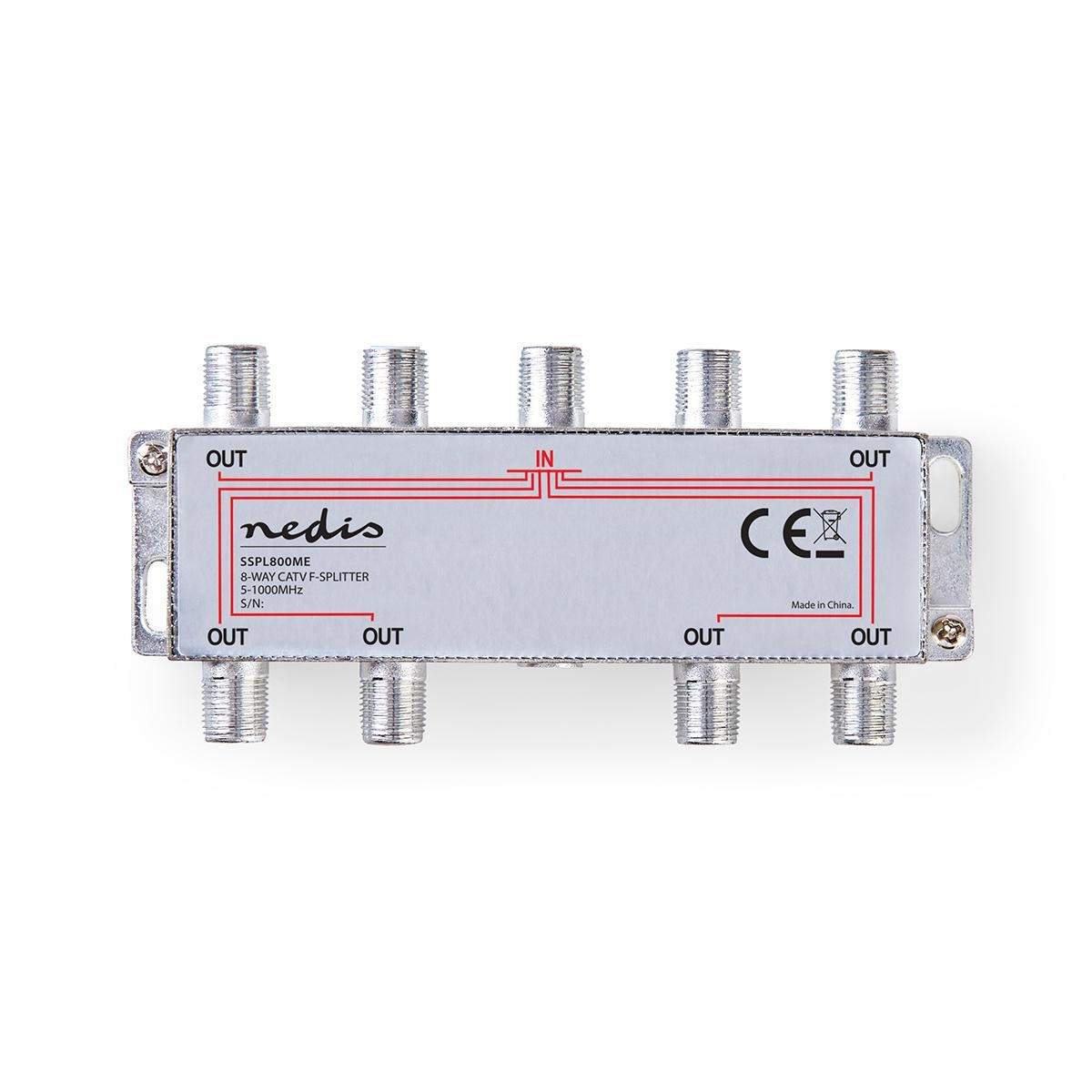 CATV Splitter | 5 - 1000 MHz | Tilkoblingstap: 11.0 dB | Antall utganger: 8 | 75 Ohm | Sink
