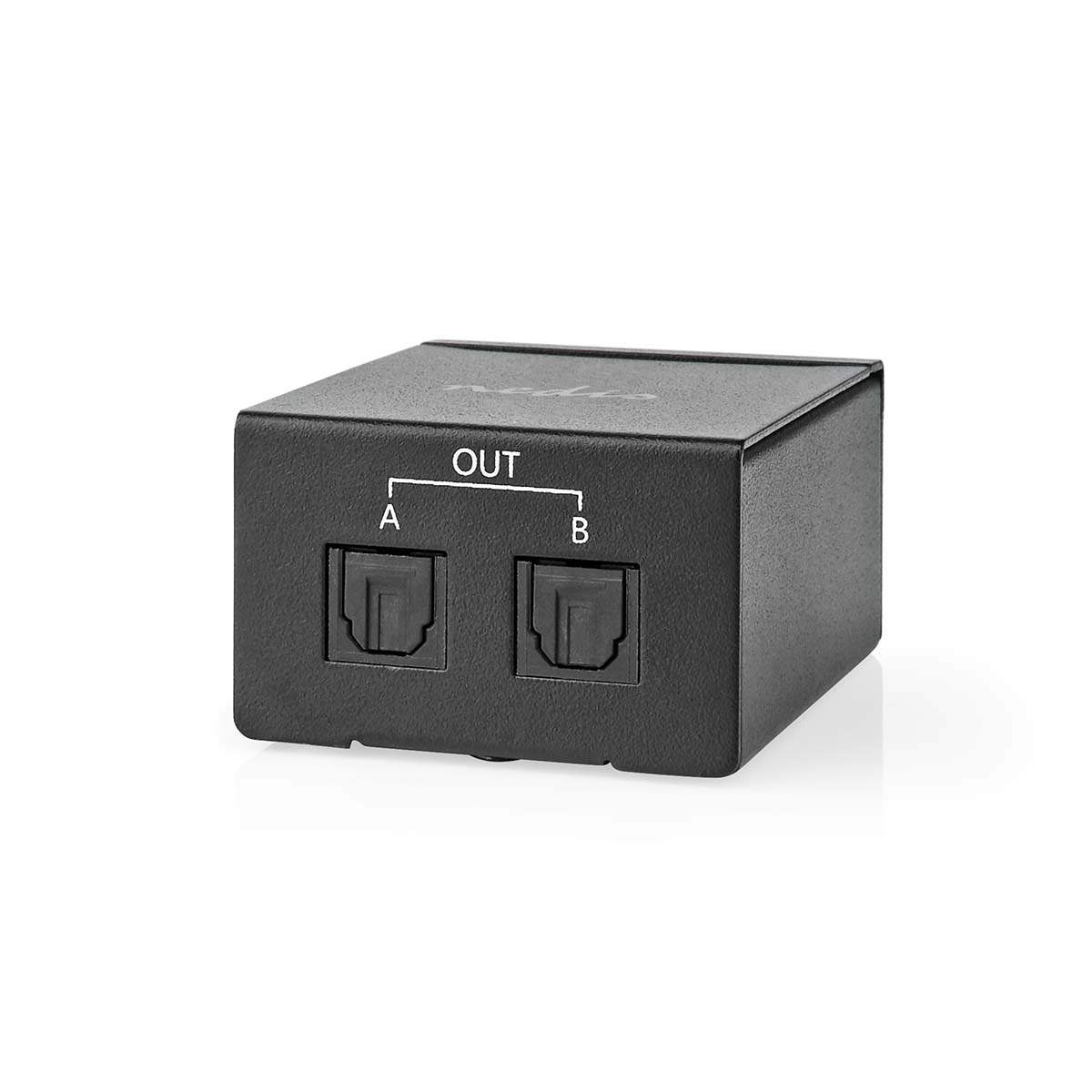 TosLink Splitter | 2-veis | Koblingsinngang: TosLink Hun | Koblingsutgang: 2x TosLink | Trykk på knappen | Metall | Sort