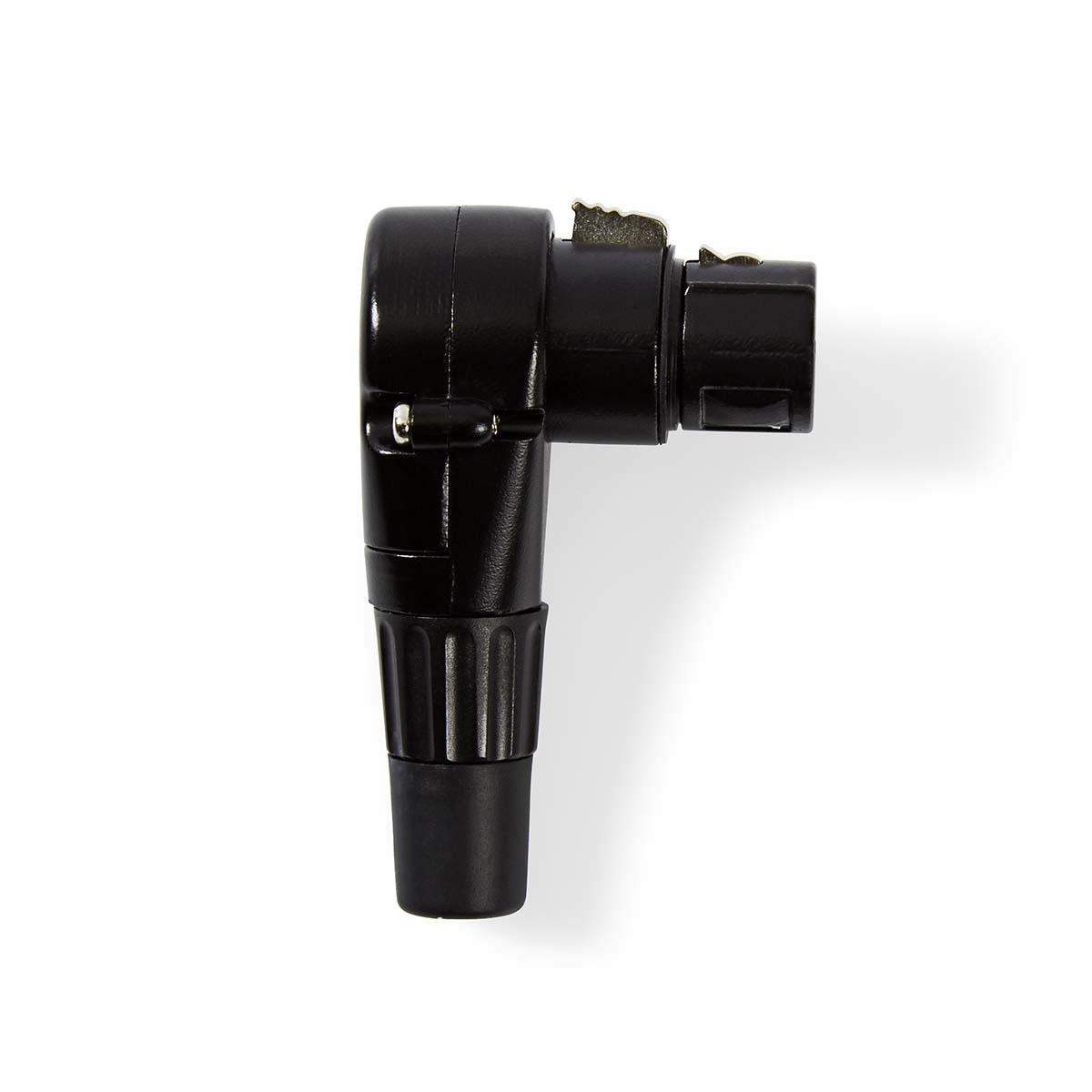 XLR Connector | Vinklet | Hunn | Nikkel belagt | Lodder | Kabeltilførselsdiameter: 5.0 mm | Metall | Sort | 1 stk. | Plastpose