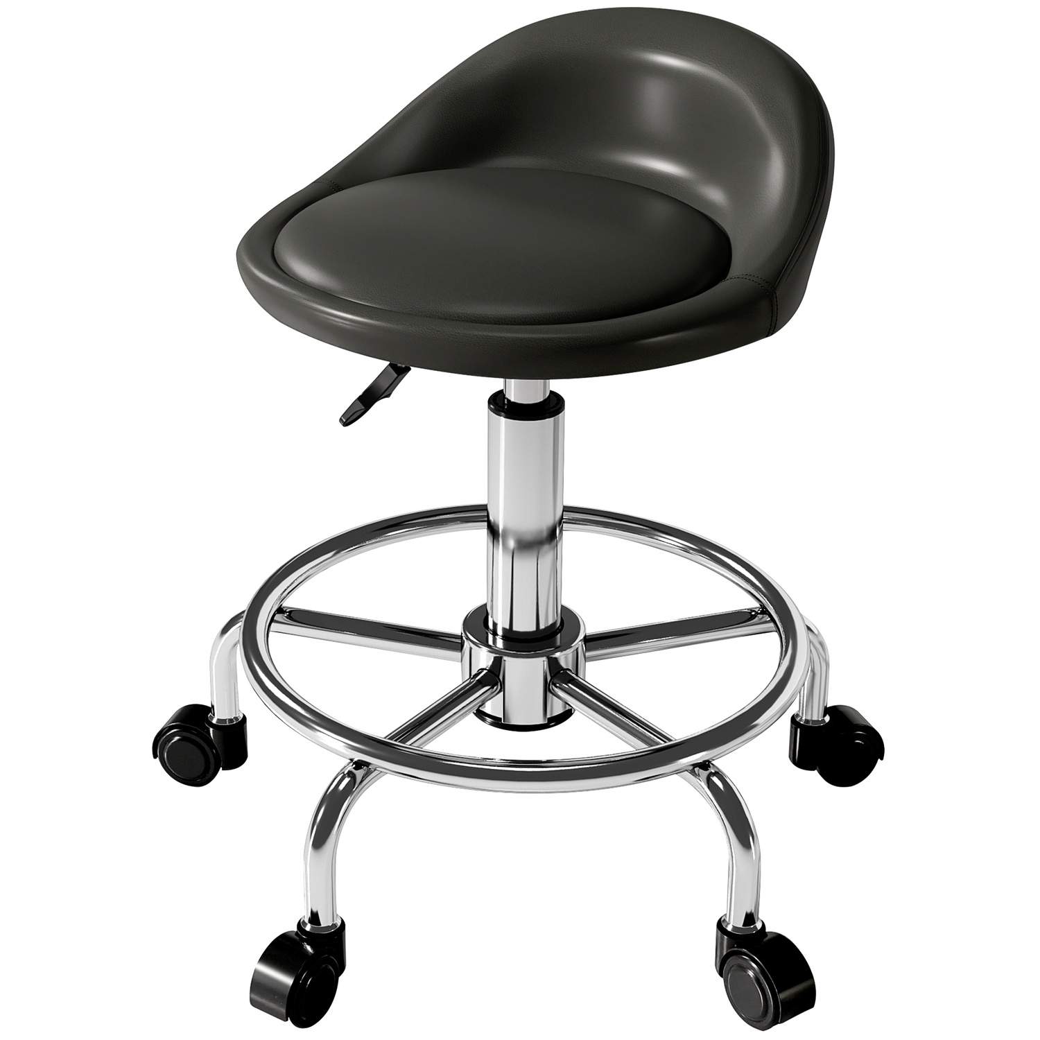 Rullekrakk høydejusterbar med rygg svingbar krakk 59-75 cm arbeidskrakk 360° roterende krakk kontorkrakk for kontorsalong massas