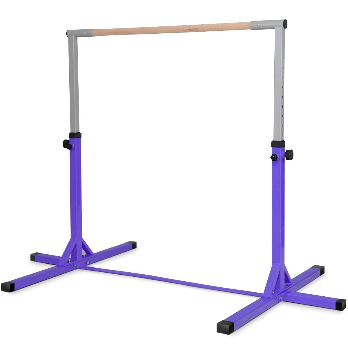Gymnastikkstang, høydejusterbare gymnastikkstaver, elastisk horisontalstang, rosa/blå/lilla-lilla