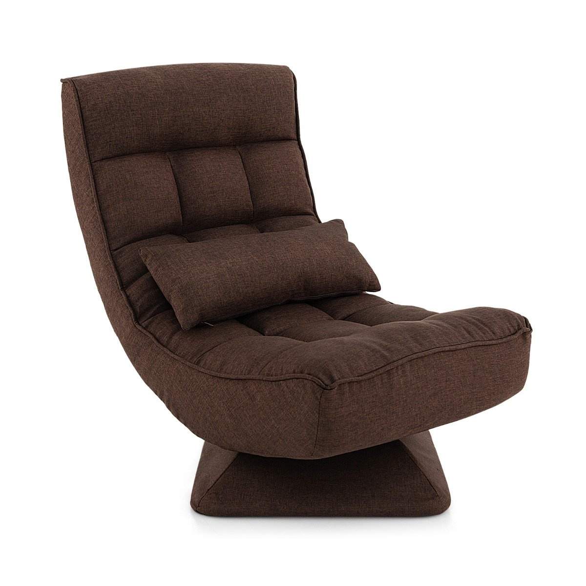 360° roterende gulvstol med ryggstøtte og korsryggpute Gulvstol Lazy Sofa Brun