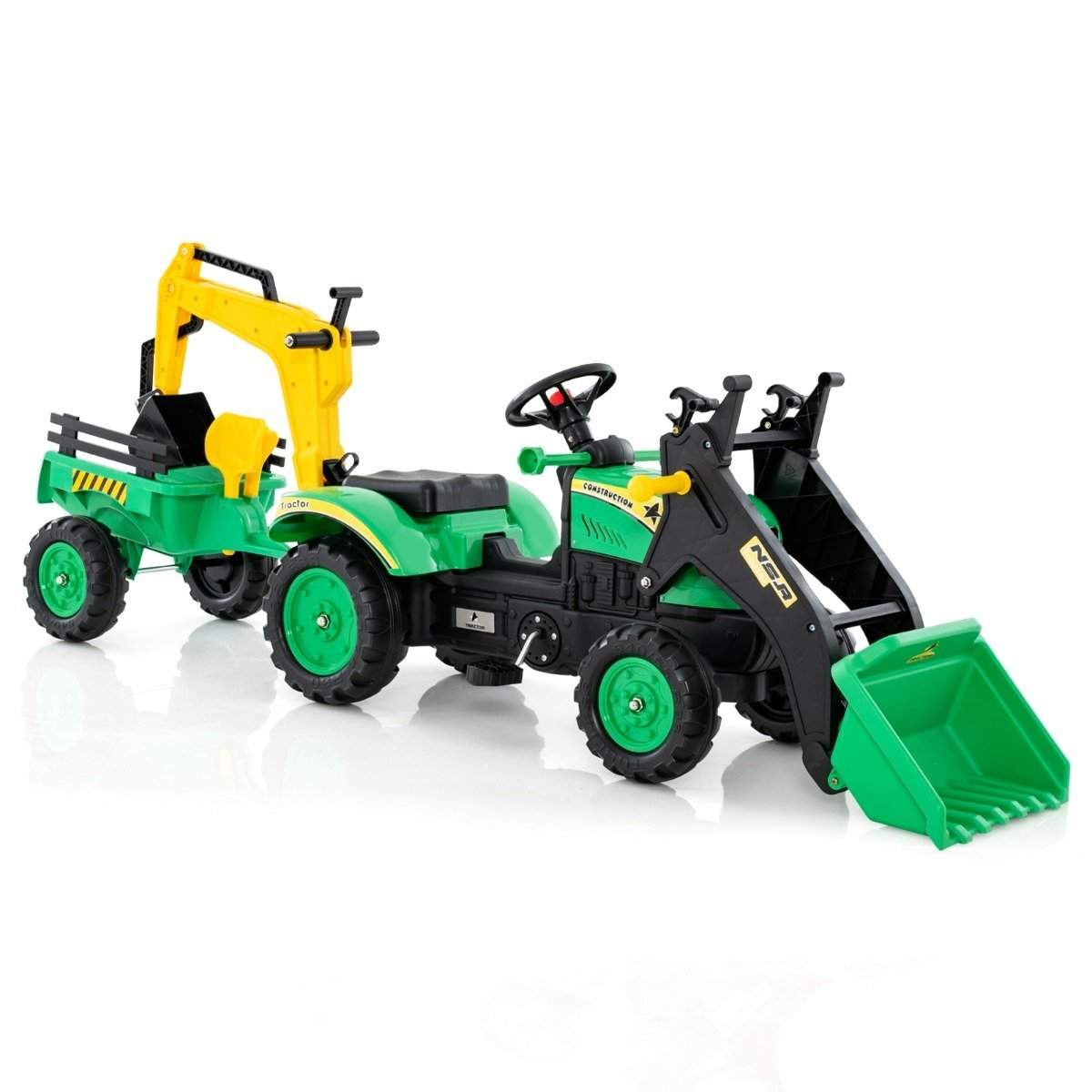 3-i-1 gravemaskin for barn med 6 hjul 178 x 42 x 60 cm Grønn