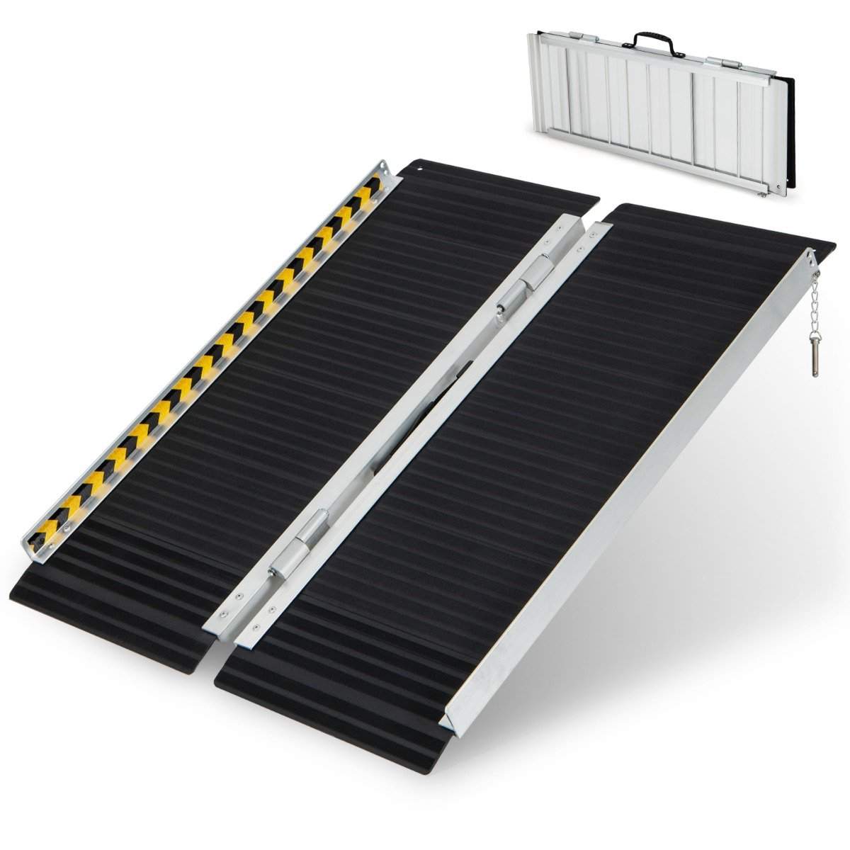 91 x 74 cm rullestolrampe, bærbar og anti-skli sammenleggbar rampe, lastekapasitet opptil 272 kg, aluminium