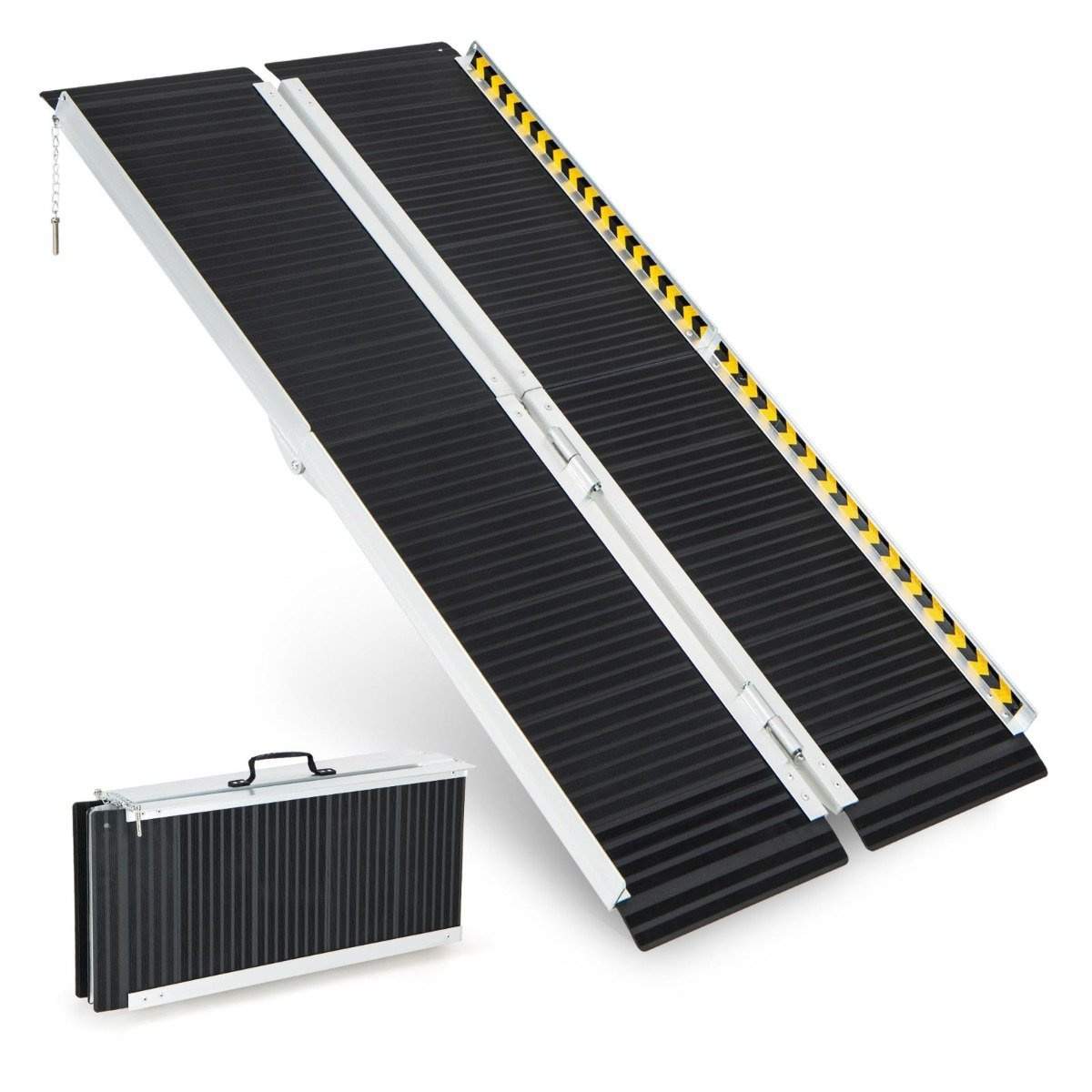 Flyttbar Ramp Rullstol 152,5 x 74 cm rullestolrampe Bærbar og anti-skli sammenleggbar ramp...