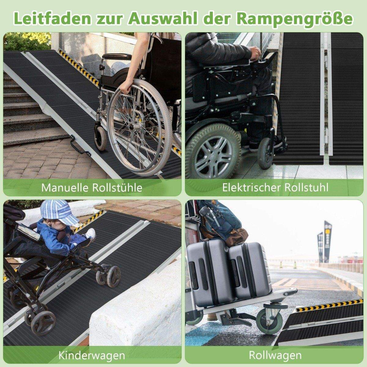 Flyttbar Ramp Rullstol 152,5 x 74 cm rullestolrampe Bærbar og anti-skli sammenleggbar ramp...