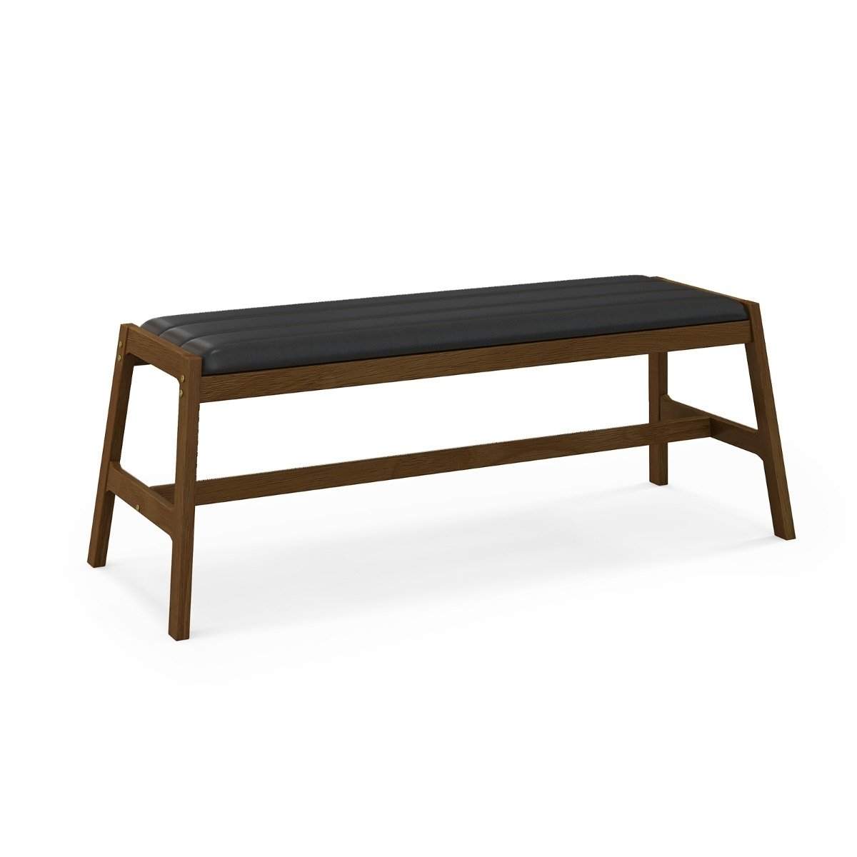 127 cm gummitrebenk med sittepute laget av kunstskinn spisestuebenk trukket benk valnøtt