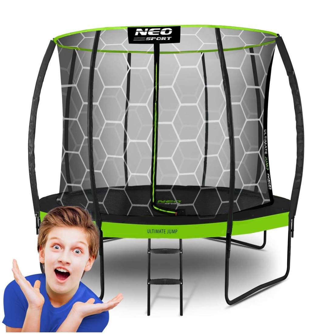 Profiltrampolin for hagen 8ft/252cm med innvendig beskyttelsesnett Neo-Sport