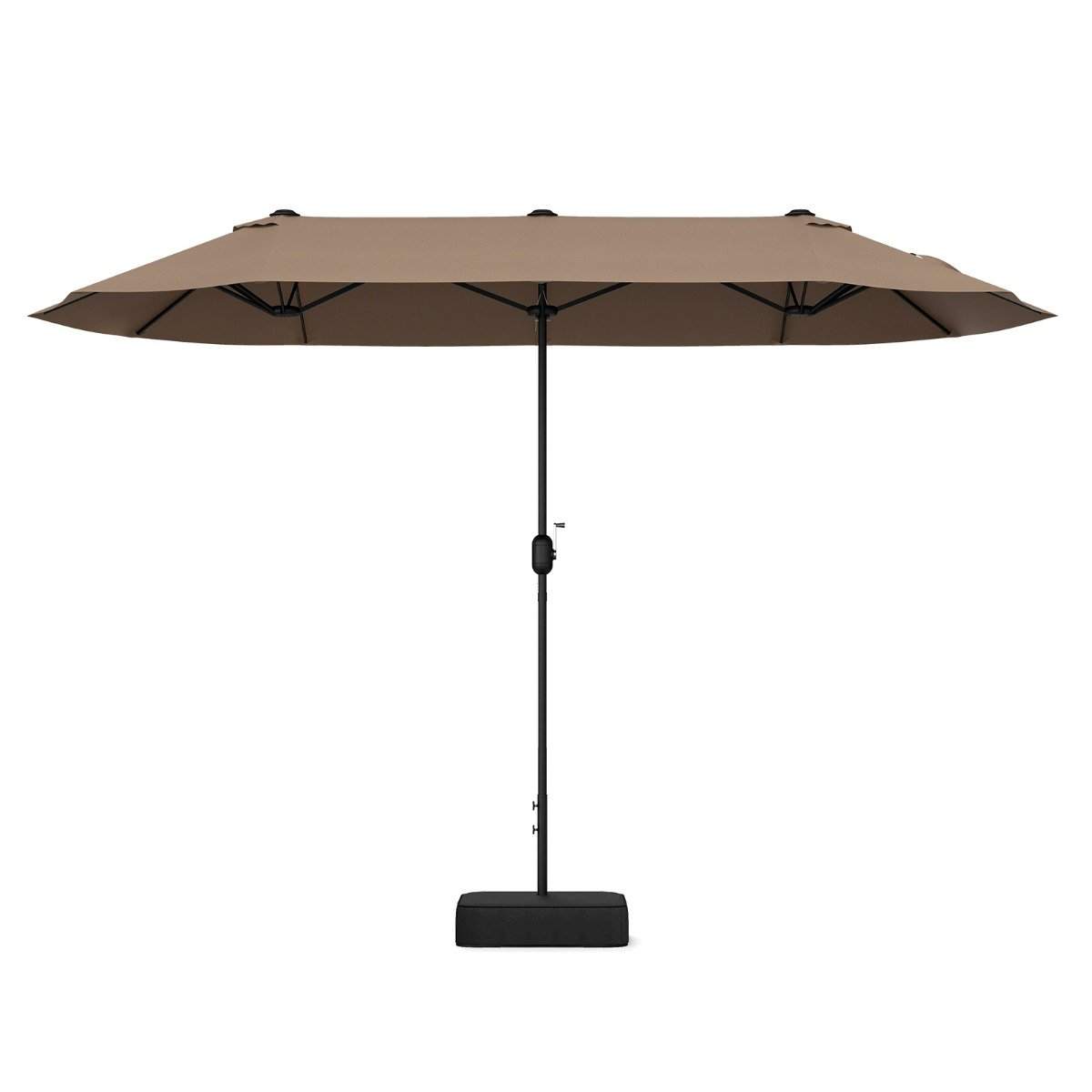 Dobbel parasoll med stativ 400 x 200 cm parasoll stor XXL brun
