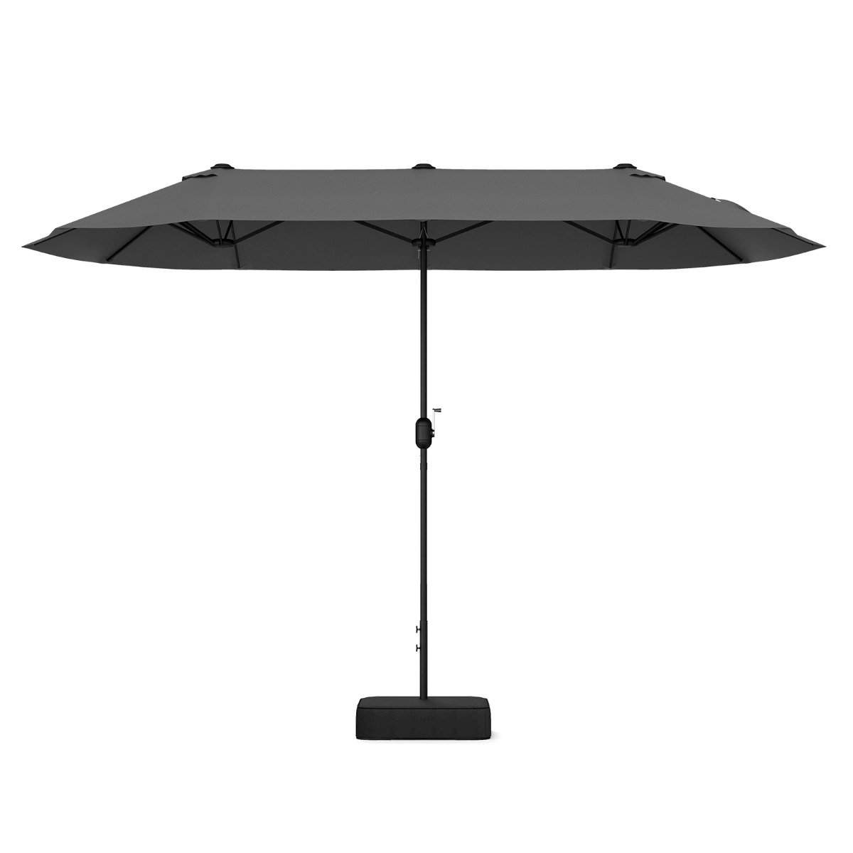 Dobbel parasoll med stativ 400 x 200 cm parasoll stor XXL grå
