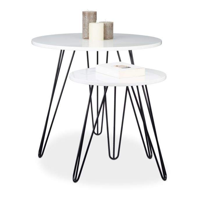 Hvitt sidebord sett med 2 stk