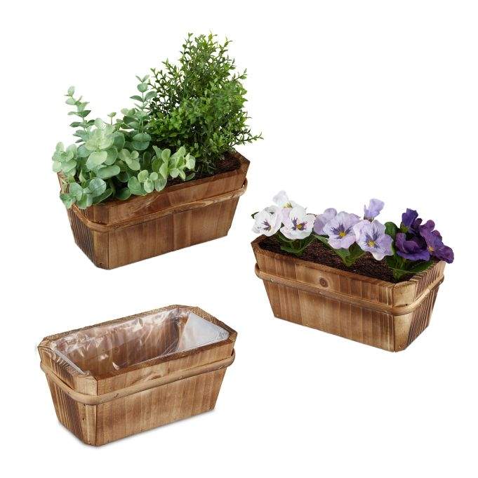Sett med 3 små blomsterkasser