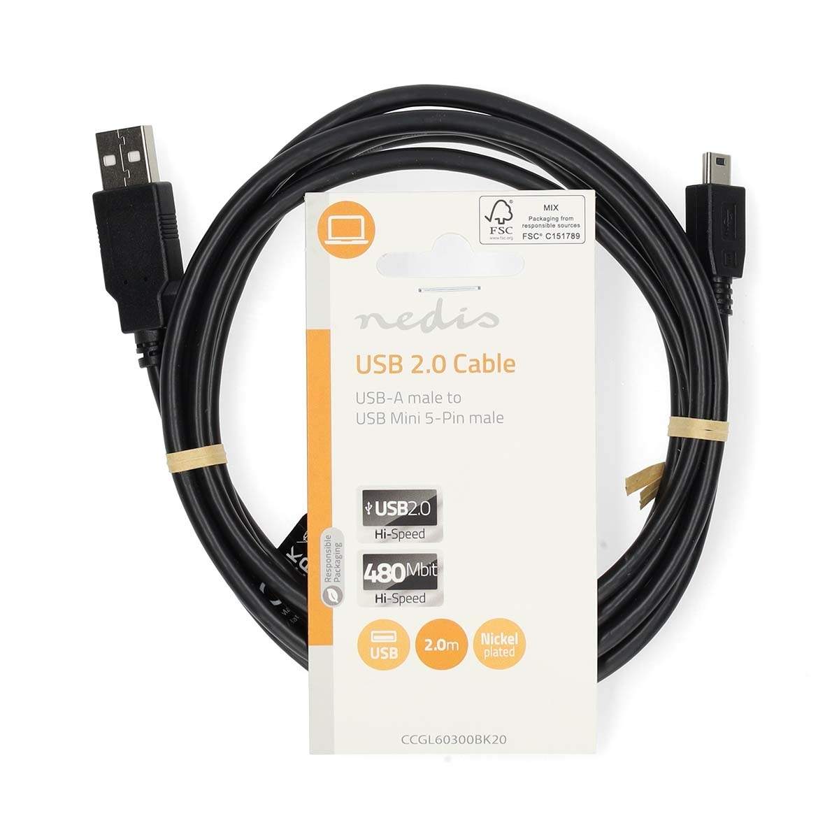 Han Pin USB-kabel | USB 2.0 | USB-A Han | USB Mini-B 5 pins Han | 480 Mbps ...