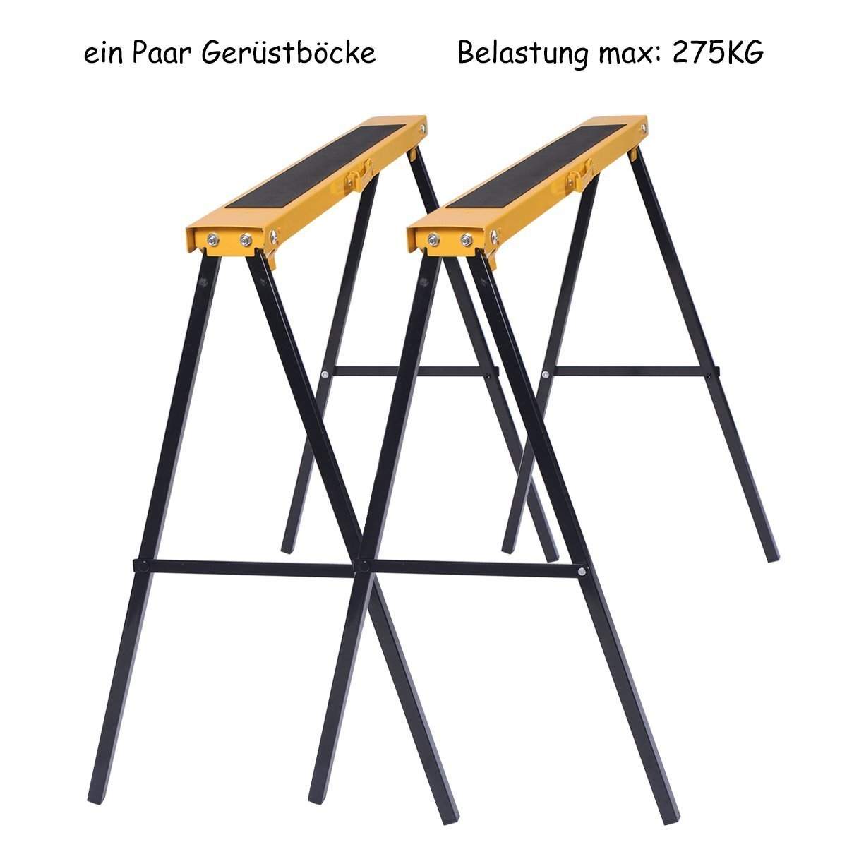 Sammenleggbar metallsaghestsett, 275 kg kapasitet, 2-pak
