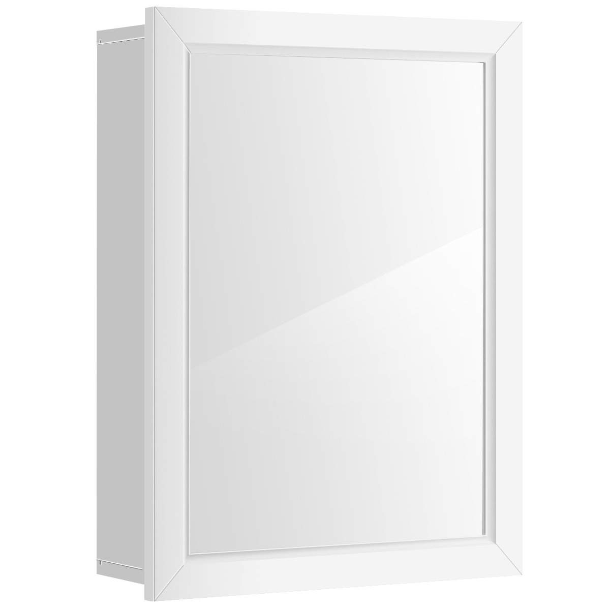 Vegghengt baderomsskap med speil – Hvit, 50x16x66 cm