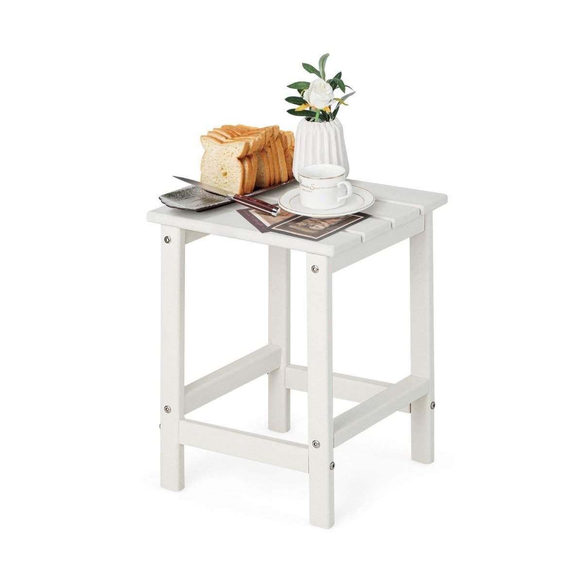 Værbestandig HDPE Adirondack Sidebord – 36x36x47 cm, Hvit