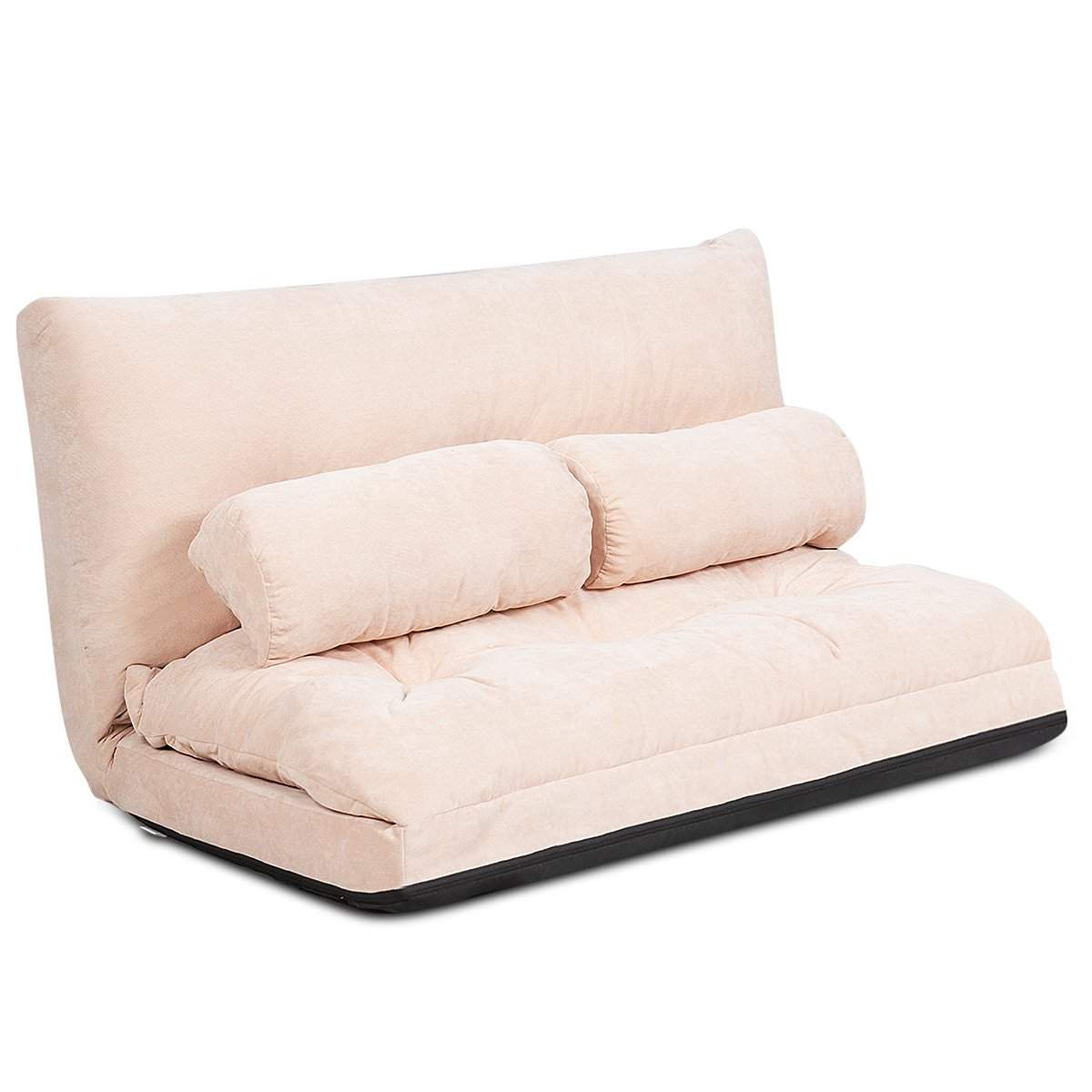 Justerbar gulvsofa med puter – Beige, 6 posisjoner