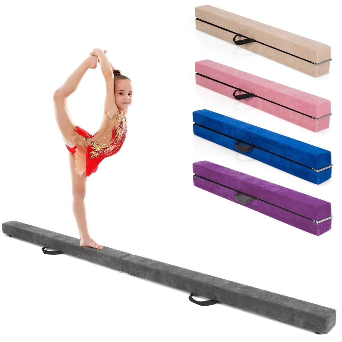 Sammenleggbar gymnastikkbalanse – 210 cm, semsket skinn, sklisikker
