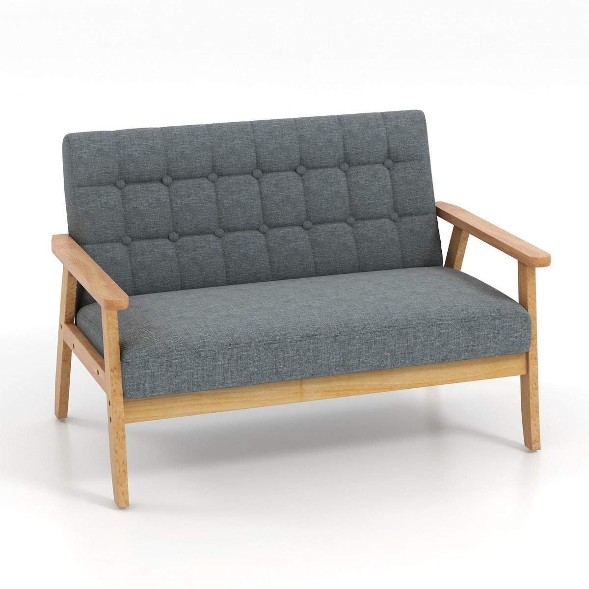 2-seters linsofa med ramme- og knappdesign i gummi