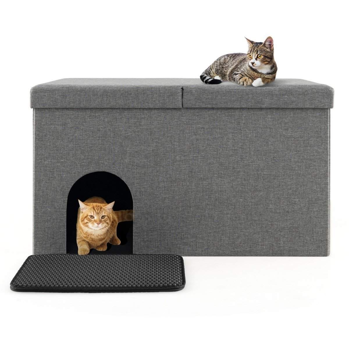 Sammenleggbar kattesandbenk – Luktkontroll, 90x50x50 cm, Grå