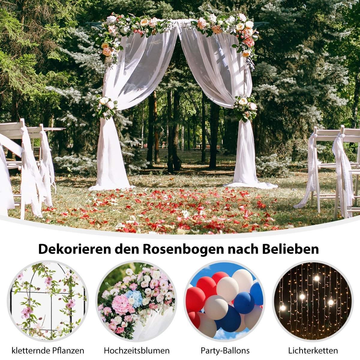 Hagebue i metall for klatreplanter – 205 x 52 x 205 cm
