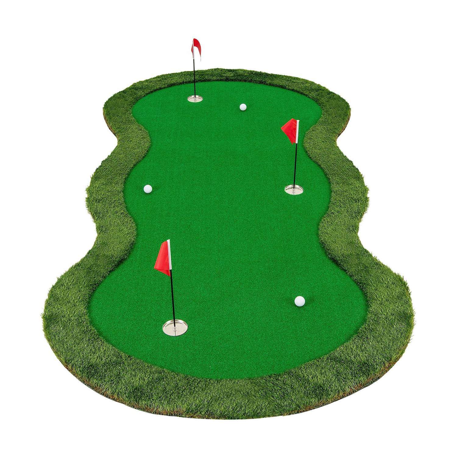 Golfputtematte 300x150 cm – 3 hull, realistisk torv