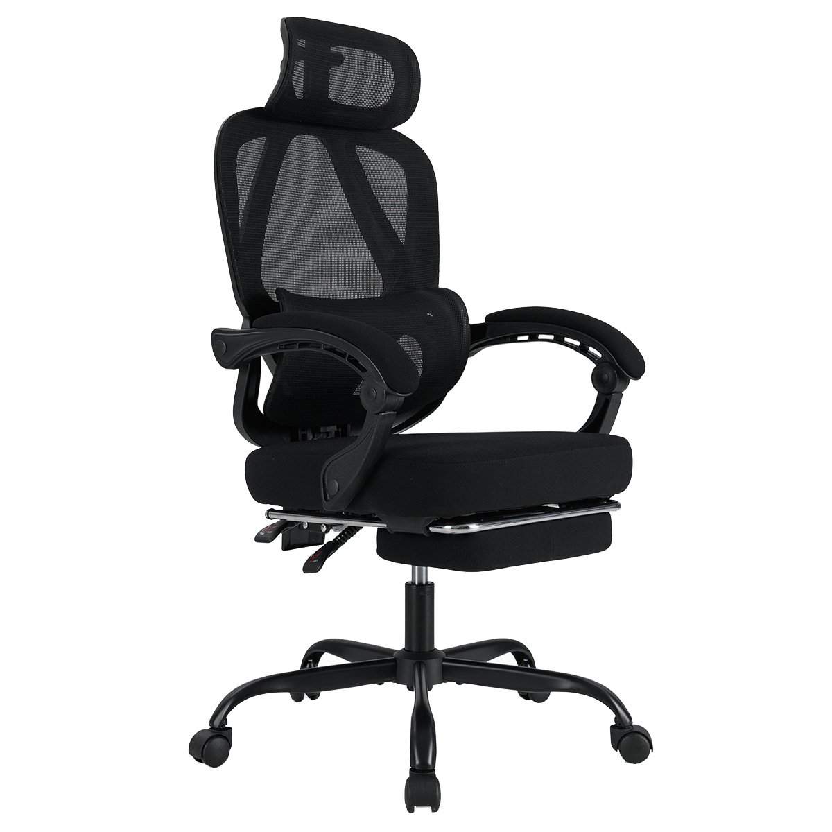 Ergonomisk kontorstol med fotstøtte og justerbar rygg