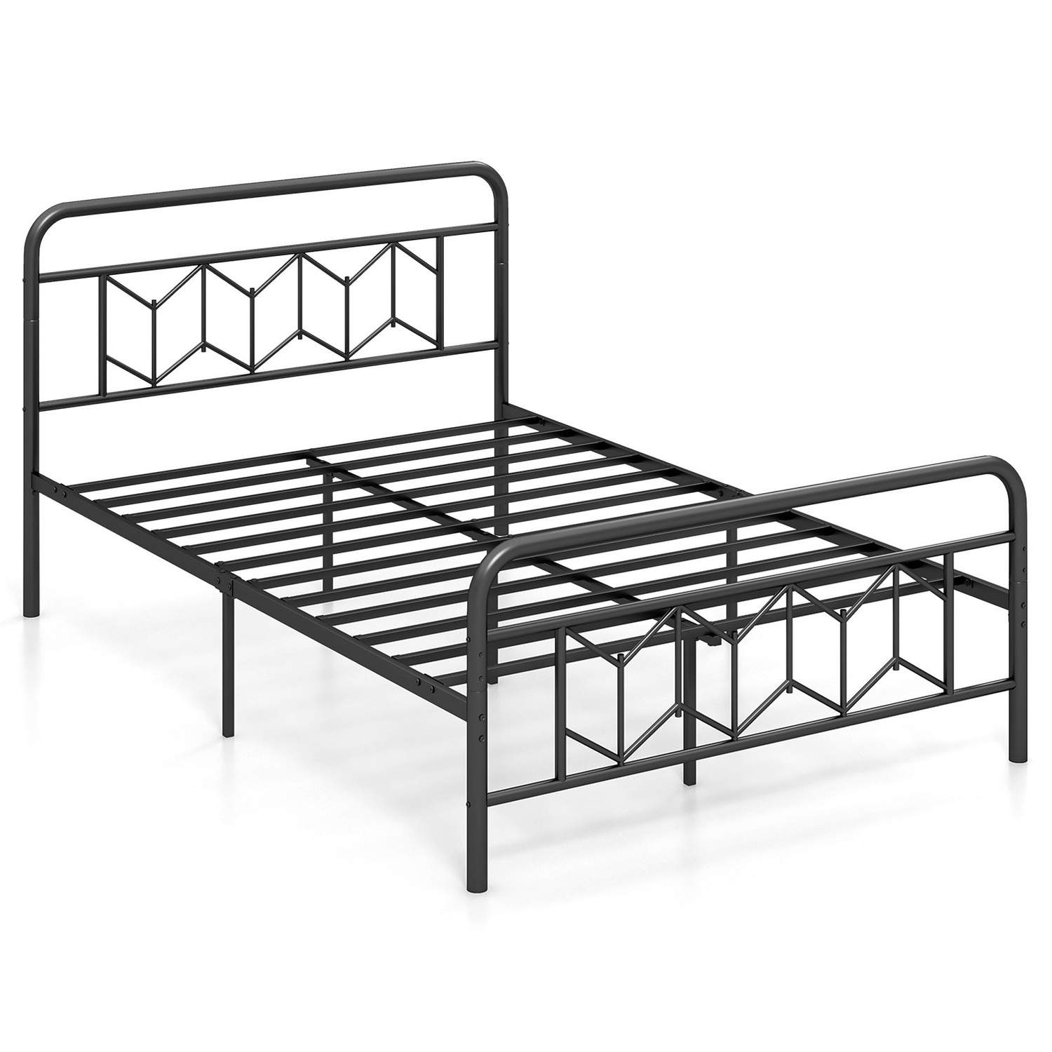 Metallplattform sengeramme – 140x200 cm, støyfri, svart