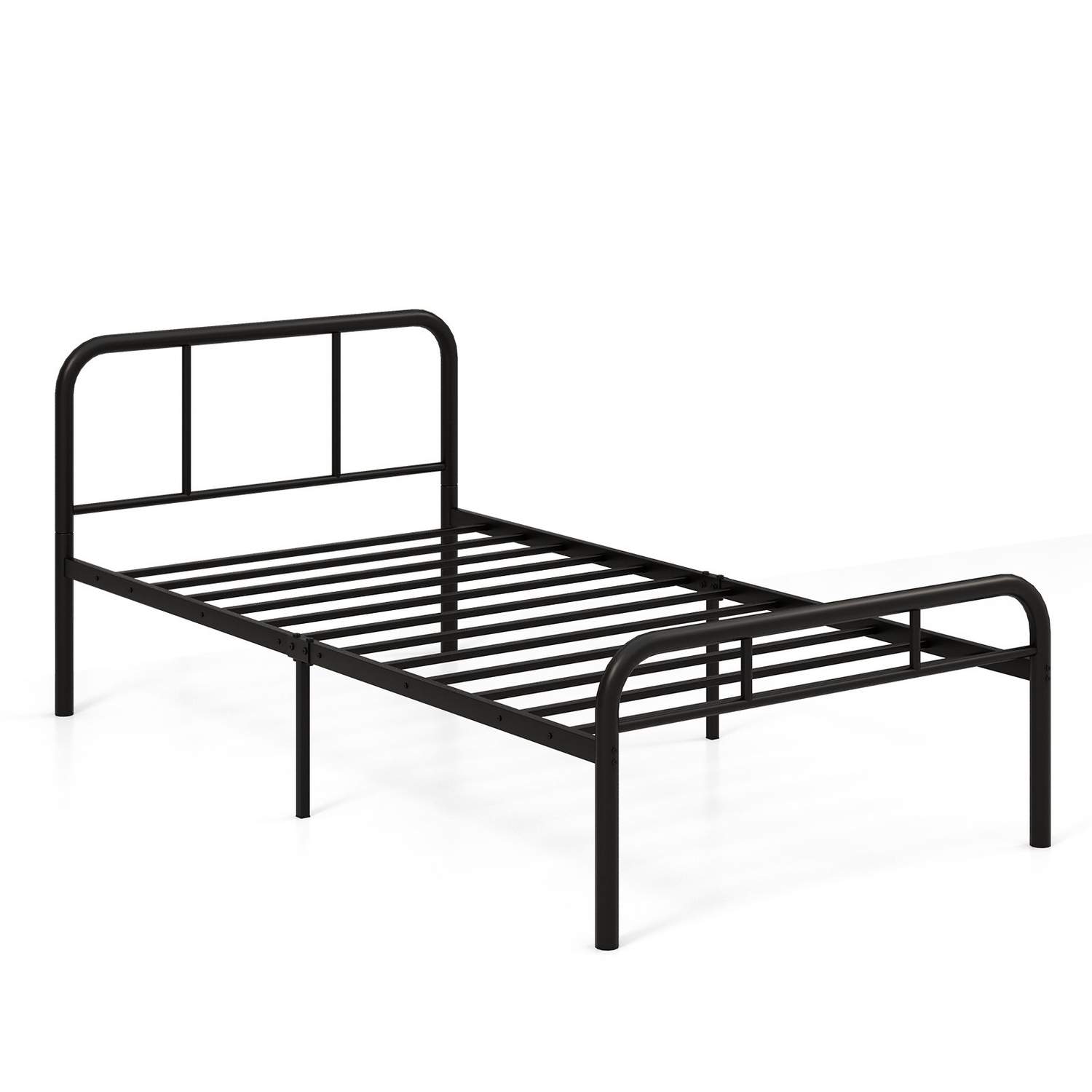 Enkeltseng i metall med sengegavl og fotgavl, 90x200 cm