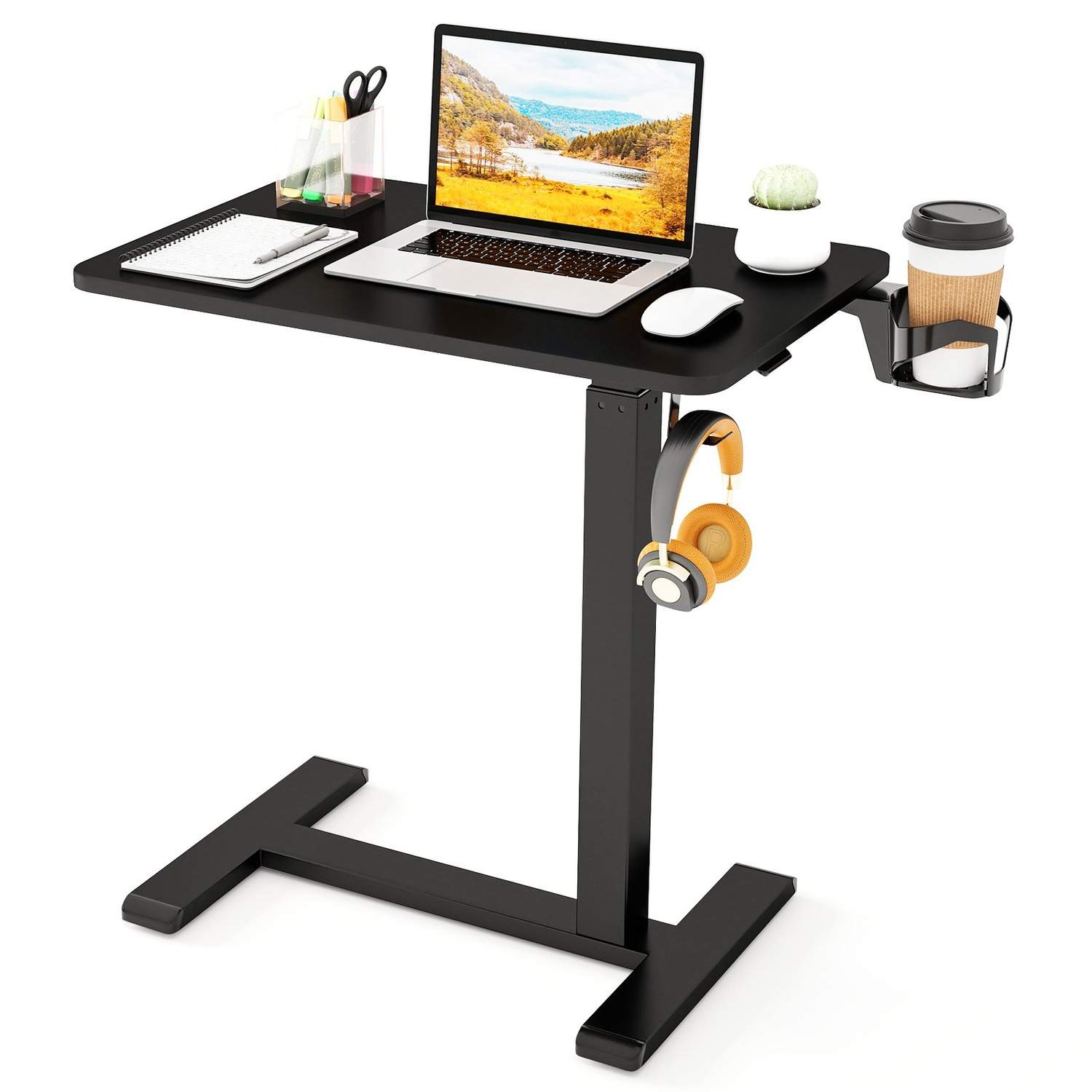 Justerbart nattbord – mobilt, skjulte hjul, koppholder