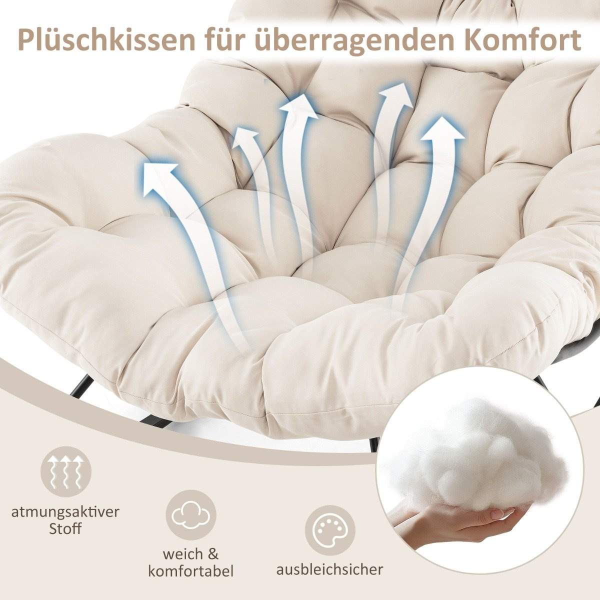 Gyngestol med pute og 205 kg kapasitet – Beige