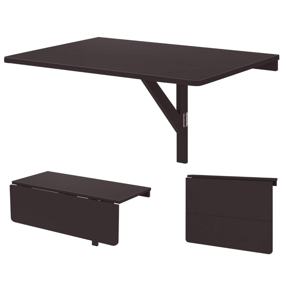 Veggmontert sammenleggbart skrivebord – plassbesparende, 80x60 cm, brun