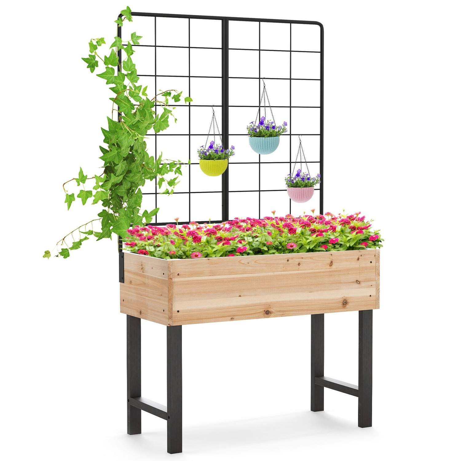 Hevet hageseng med espalier – Tre, Drenering, 79x35x108 cm