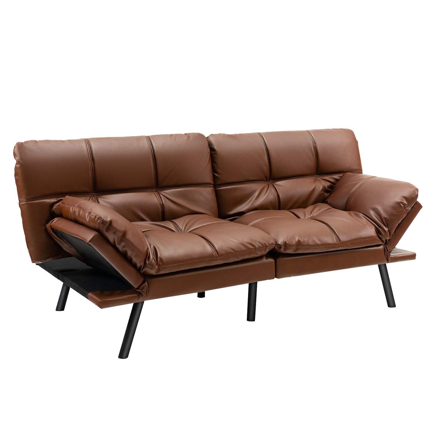 Kabriolet sovesofa med justerbar rygg – brun