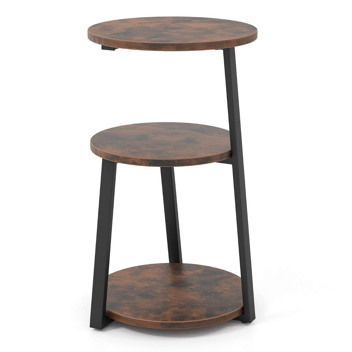 Rundt sidebord med metallramme og justerbare føtter