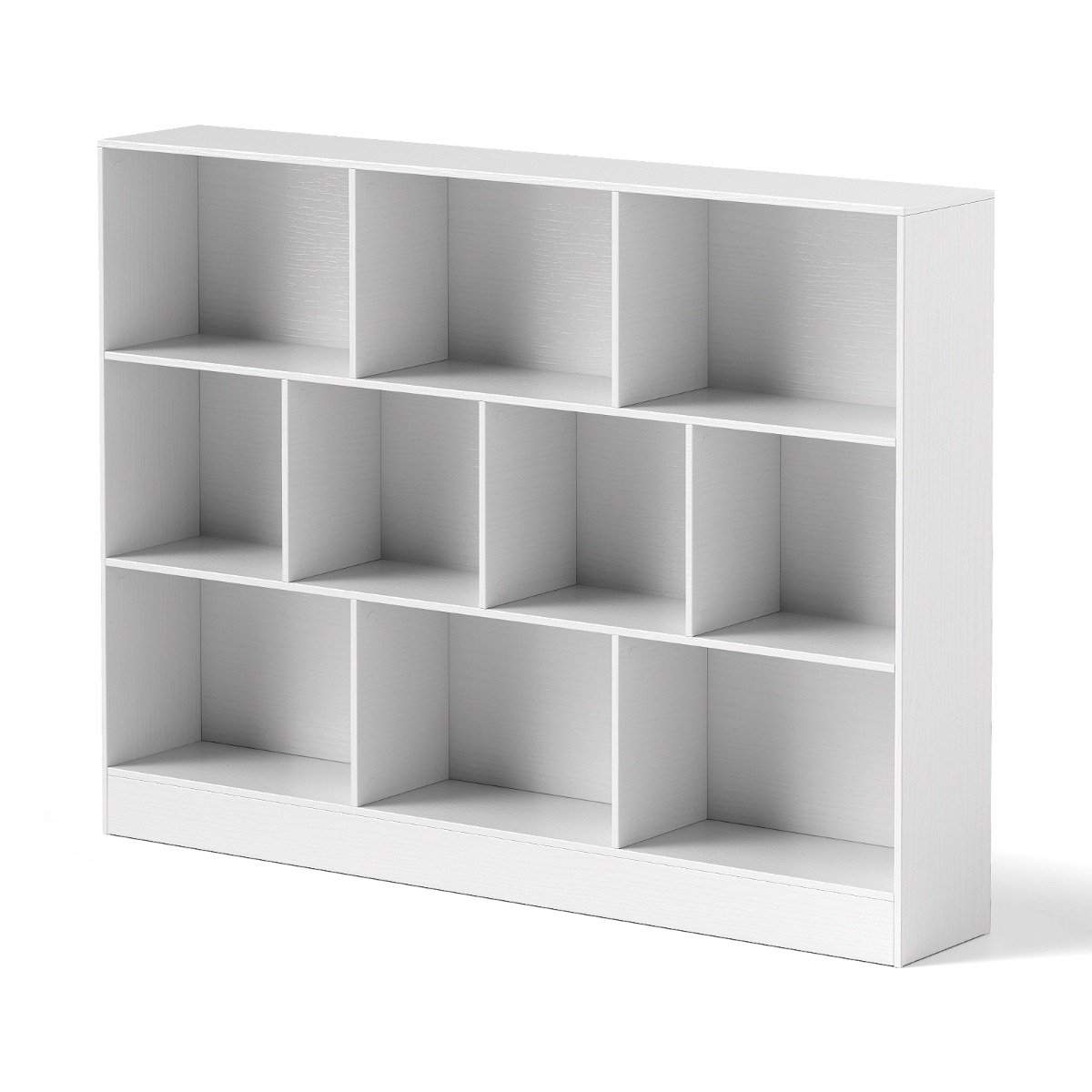Bokhylle med 10 åpne rom – 3-lags, hvit, 140x24x104 cm