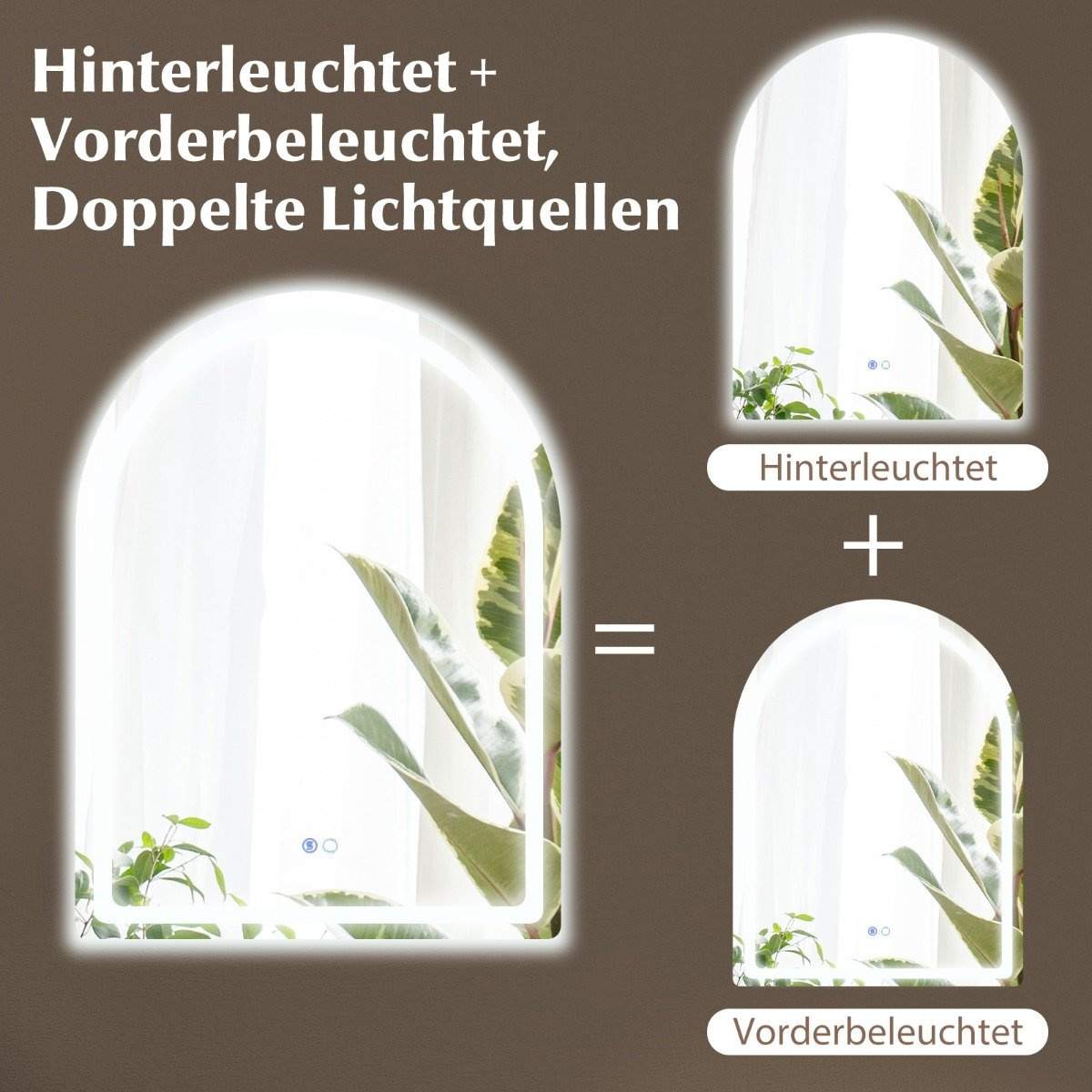 LED baderomsspeil – Anti-dugg, dobbel belysning, 60x80 cm